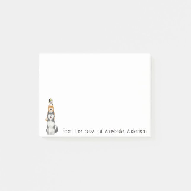 Pile of Pets Personalize Post-it Notes (Front)