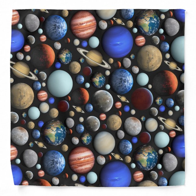 Pile of Planets space themed pattern Bandana (Front)