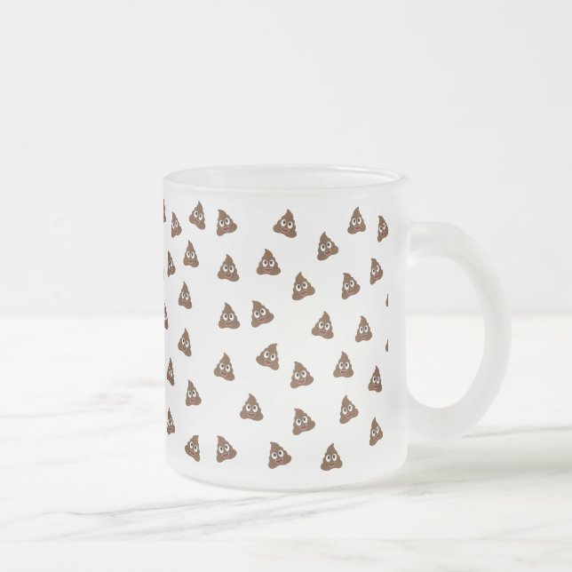 Pile of Poo emoji smiling poops Frosted Glass Coffee Mug (Right)