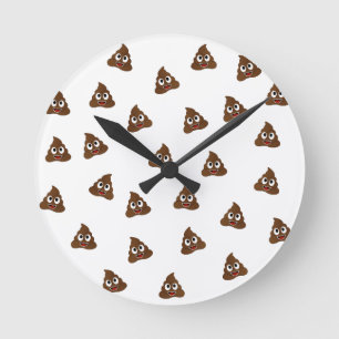 Pile of Poo emoji smiling poops Round Clock