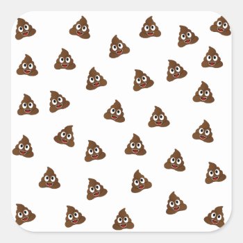 Pile Of Poo Emoji Smiling Poops Square Sticker by ShawlinMohd at Zazzle