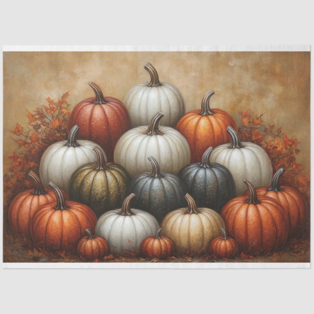 Pile of Pumpkins Decoupage Tissue Paper (Front)