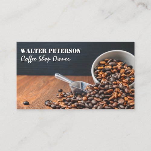 Pile of Roasted Coffee Beans on Table Business Card
