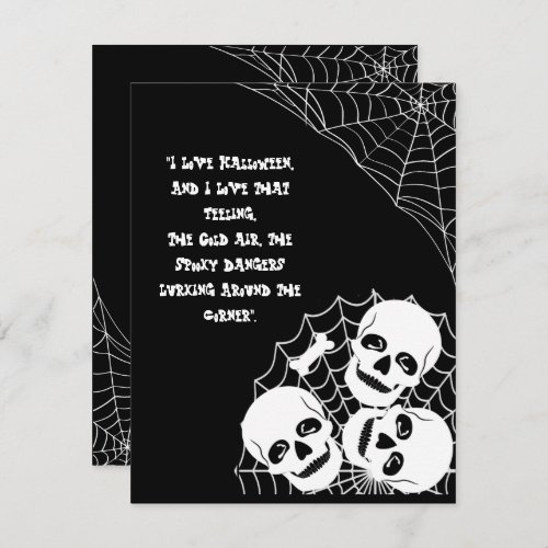 Pile of Skeletons Lurking Halloween Night Spooky  Holiday Card