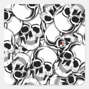Pile of Skulls Red Eye ID222 Square Sticker