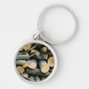 Pile of Stacked Cut Firewood Keychain