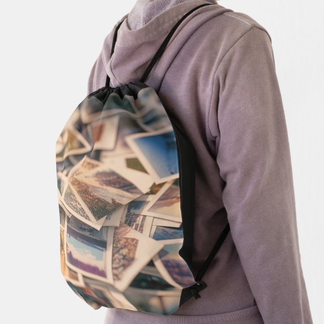 Pile of Vintage Photographs Drawstring Bag (Insitu)