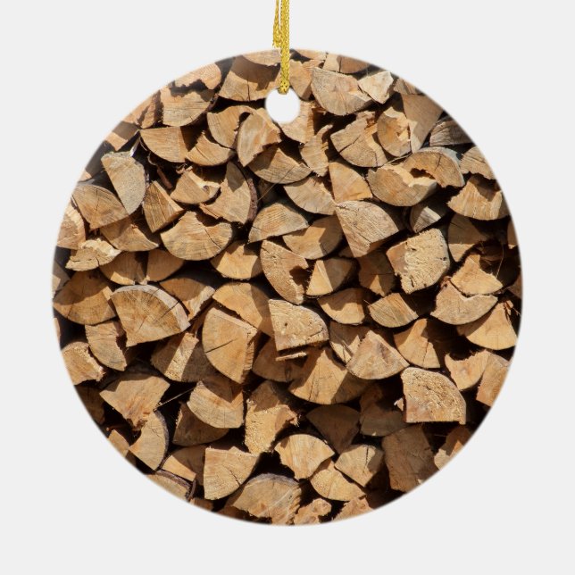 Pile Of Wood Ceramic Ornament (Back)