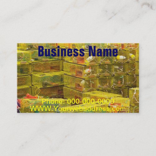 Pile of Yellow Lobster Traps In Maine Business Card