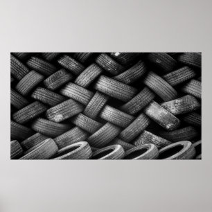 Pile tires rubber stacked used poster