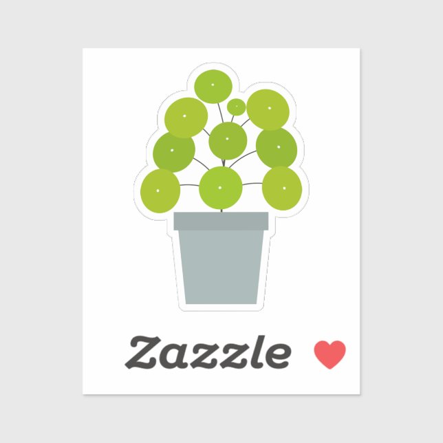 Pilea peperomioides plant Custom-Cut Vinyl Sticker (Sheet)
