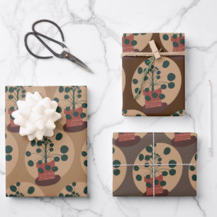Pilea Plant Greenery Chinese Money Tree Botanical Wrapping Paper Sheets