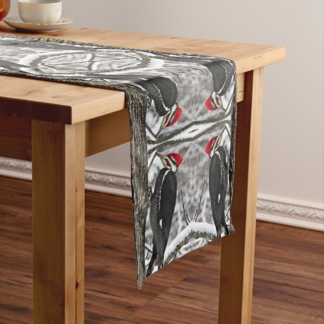 Pileated Woodpecker Abstract Pattern Table Runner