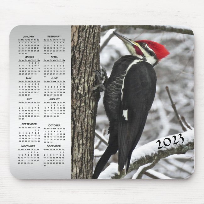 Pileated Woodpecker Bird 2023 Calendar Mousepad