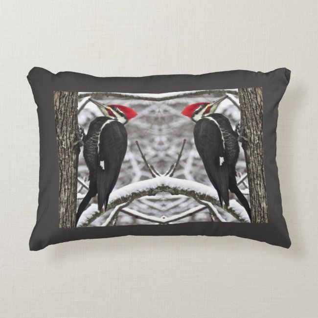 Pileated Woodpecker Bird Abstract Accent Pillow