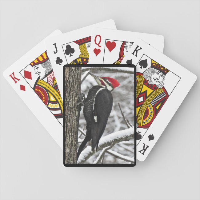 Pileated Woodpecker Bird in Winter Playing Cards