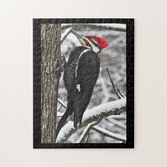 Pileated Woodpecker Bird in Winter Puzzle