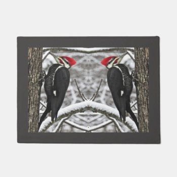 Pileated Woodpecker Birds Abstract Doormat by Bebops at Zazzle