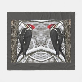 Pileated Woodpecker Birds Pattern Fleece Blanket by Bebops at Zazzle