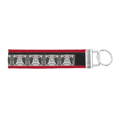 Pileated Woodpecker Birds Pattern Wrist Keychain