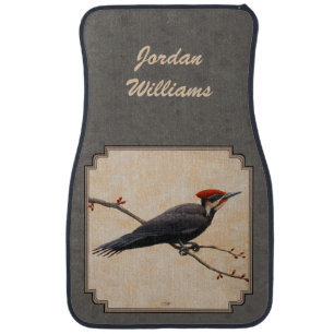 Pileated Woodpecker Gray Car Mat