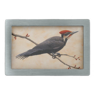 Pileated Woodpecker Perched on Tree Branch Belt Buckle