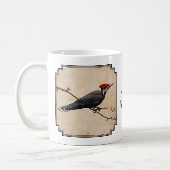 Pileated Woodpecker Perched on Tree Branch Coffee Mug (Left)