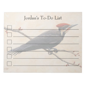 Pileated Woodpecker Perched on Tree Branch Notepad