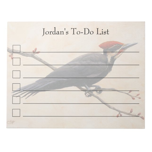 Pileated Woodpecker Perched on Tree Branch Notepad (Front)