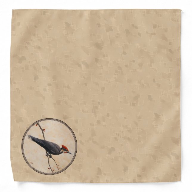 Pileated Woodpecker Tan Bandana (Front)