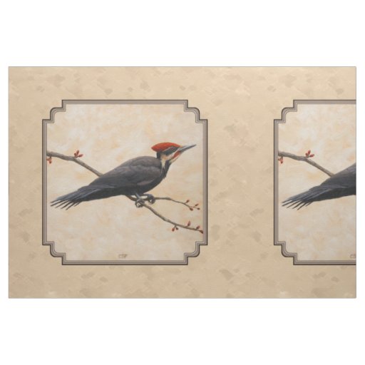 Pileated Woodpecker Tan Fabric