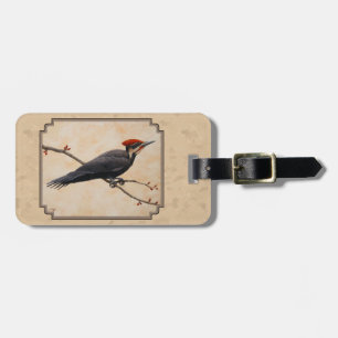 Pileated Woodpecker Tan Luggage Tag