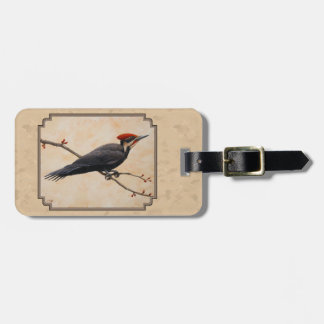 Pileated Woodpecker Tan Luggage Tag
