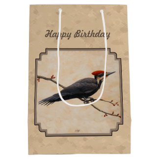 Pileated Woodpecker Tan Medium Gift Bag