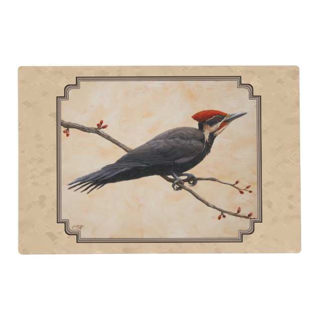 Pileated Woodpecker Tan Placemat (Front)