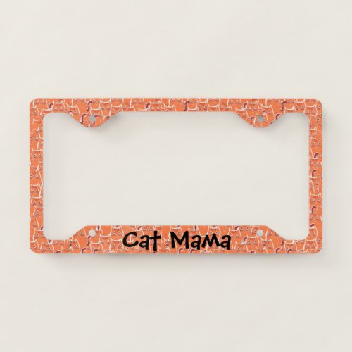 Piles of Cute Orange Tabby Cats Pattern Cat Mama License Plate Frame