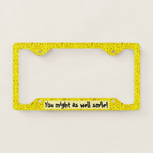 Piles of Cute Smiling Yellow Happy Faces License Plate Frame