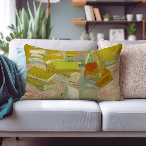 Piles of French Novels  Vincent Van Gogh Lumbar Pillow