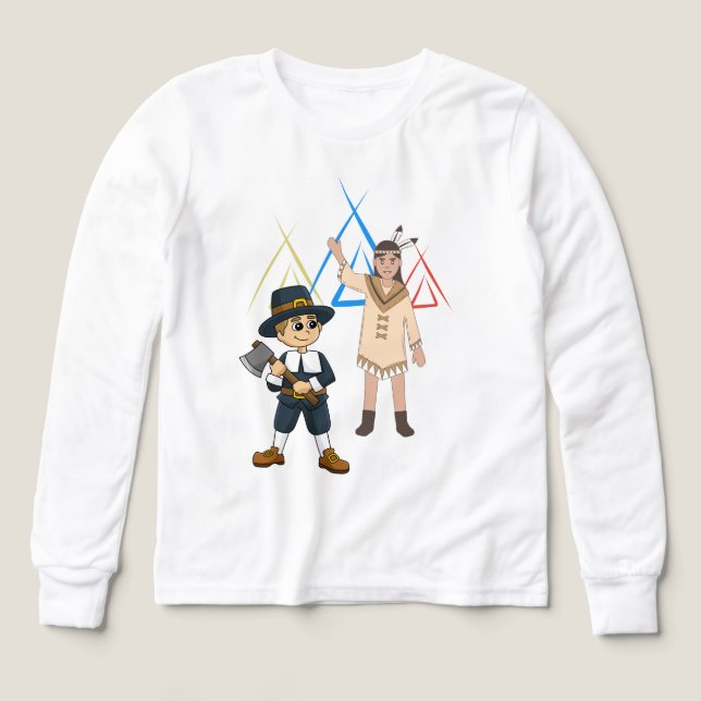 Pilgrim and Indian  Tri-Blend Shirts (Design Front)