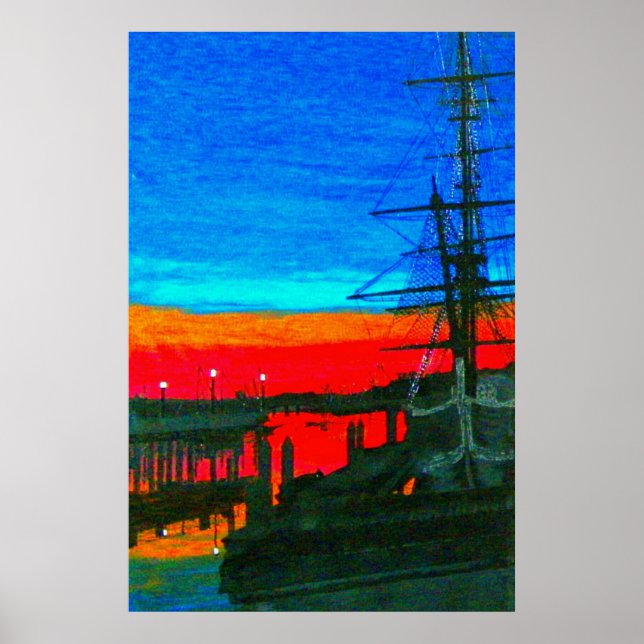 Pilgrim at dawn Dana point harbor painting  Poster (Front)