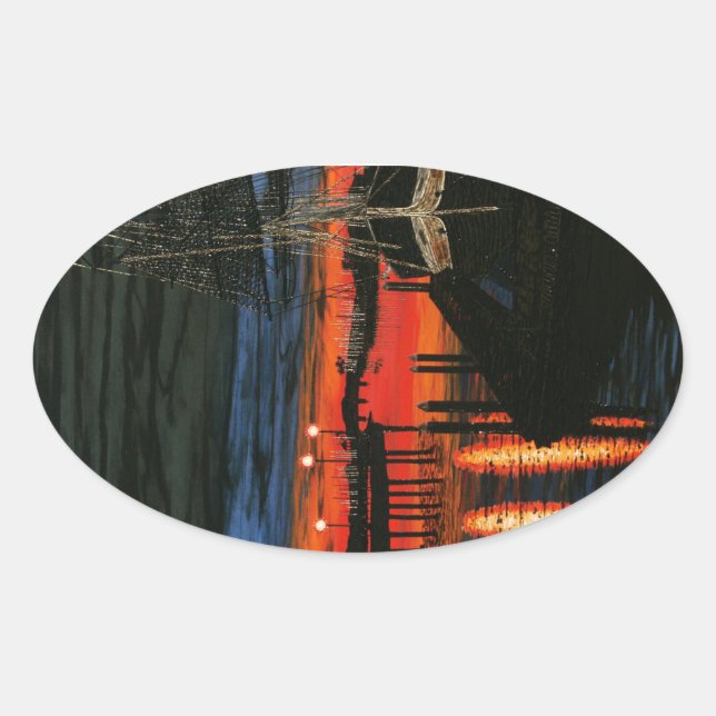 Pilgrim at dawn Dana point  Oval Sticker (Front)