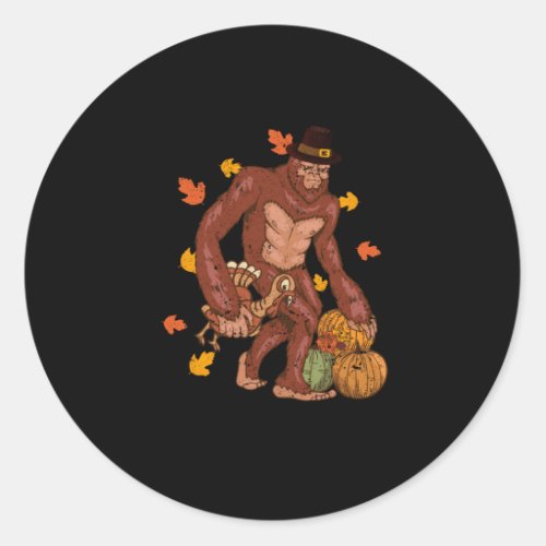 Pilgrim Bigfoot Turkey Thanksgiving Sasquatch Classic Round Sticker