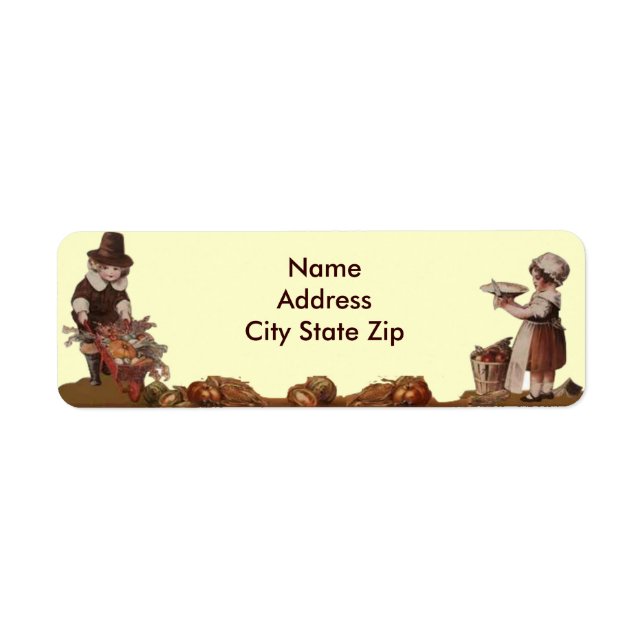 Pilgrim Children Vintage Thanksgiving Label (Front)