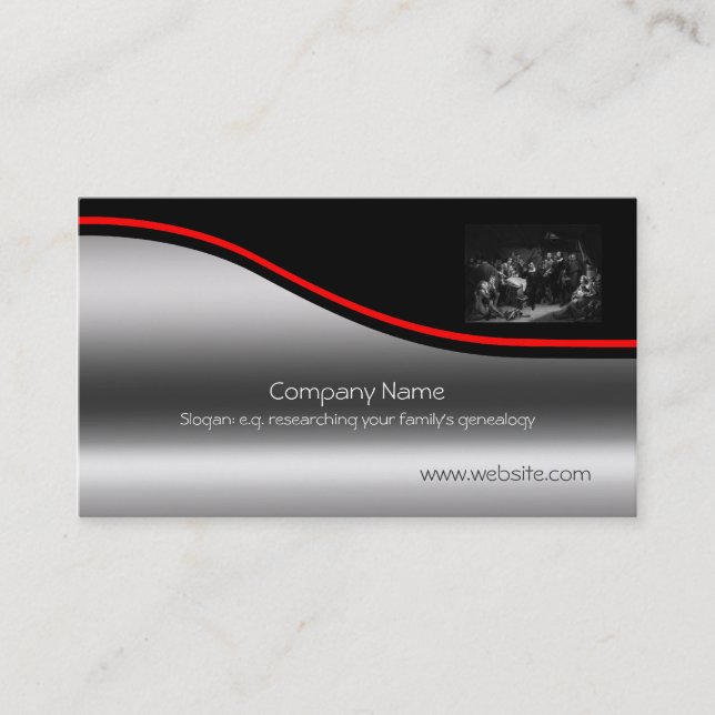 Pilgrim Compact Signing, red swoosh, metal-effect Business Card (Front)