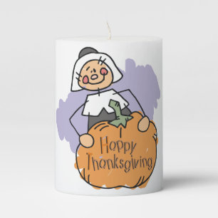 Pilgrim Decoration Happy Thanksgiving Pillar Candle