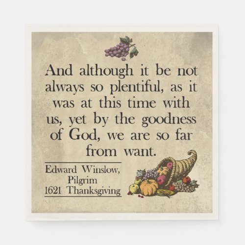 Pilgrim First Thanksgiving Acknowledgement Napkins