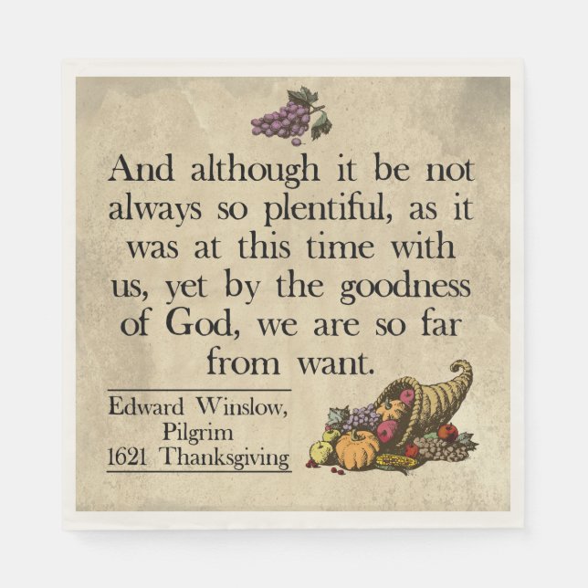 Pilgrim First Thanksgiving Acknowledgement Napkins (Front)