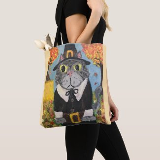 Pilgrim Folk Art Thanksgiving Cats Double Side