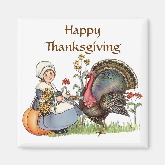 Pilgrim Girl - Customize text option Magnet (Front)