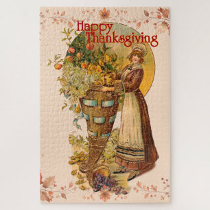 Pilgrim Girl Thanksgiving Jigsaw Puzzle